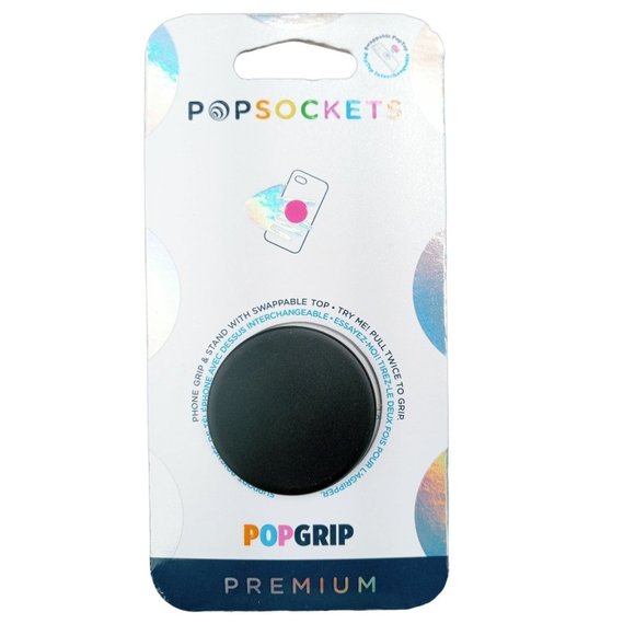 Popsockets Premium Aluminum Black Phone Grip Metal Holder PopGrip Swap 800857 - Picture 1 of 4